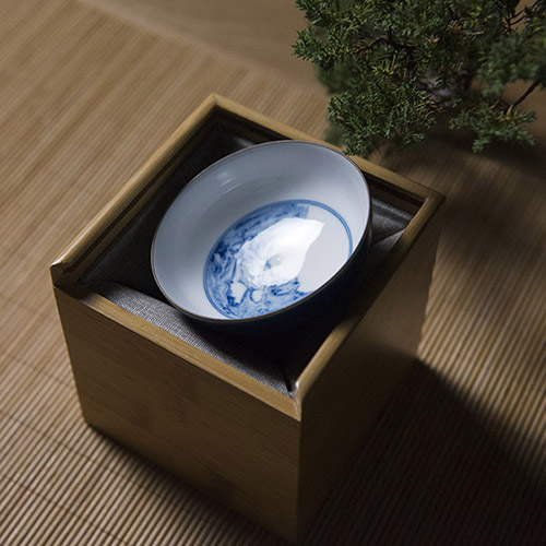 全手工霁蓝釉手绘杯