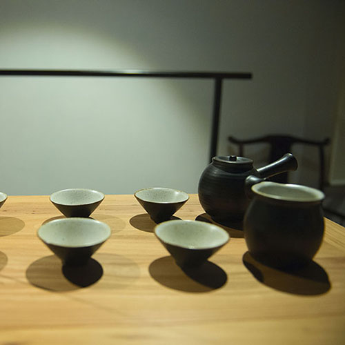 全手工黑釉侧把壶套装